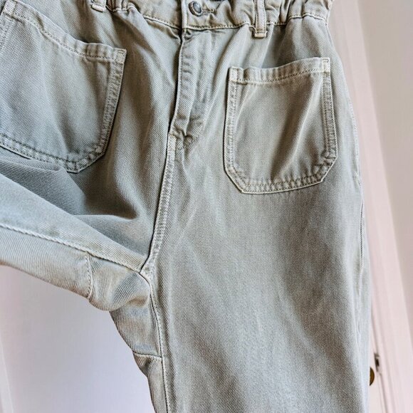 Zara Women's Sage Green Wide Leg Paperbag Barrel Ankle Jean Size S / 6 - Picture 5 of 8
